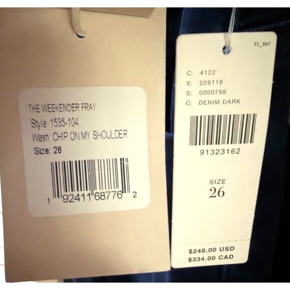 MOTHER Weekender Fray “Chip on My Shoulder” — Size 26 — New With Tags - Picture 11 of 16